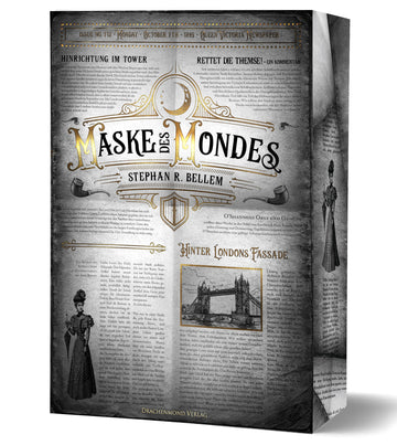 Das Cover ist einer Zeitungsseite im Vintage-Stil nachempfunden. Im oberen Bereich sieht man den Titel umgeben von Mustern. Dieser Bereich ist umgeben von Zeitungsartikeln mit dazu passenden Fotos. Die Farben sind Silbergrau bis Dunkelgrau.